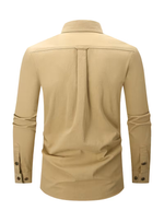 Men's Pointed Collar Long Sleeve Buttoned Pocket Shirt