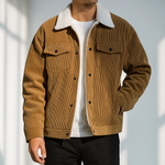 Men's Pointed Collar Snap-Button Corduroy Jacket