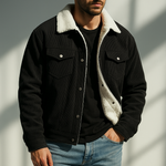 Men's Pointed Collar Snap-Button Corduroy Jacket