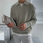 Men's Quarter Zip Long Sleeve Polo Sweater