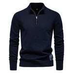 Men’s Quarter Zip Stand Collar Long Sleeve Knit Sweater