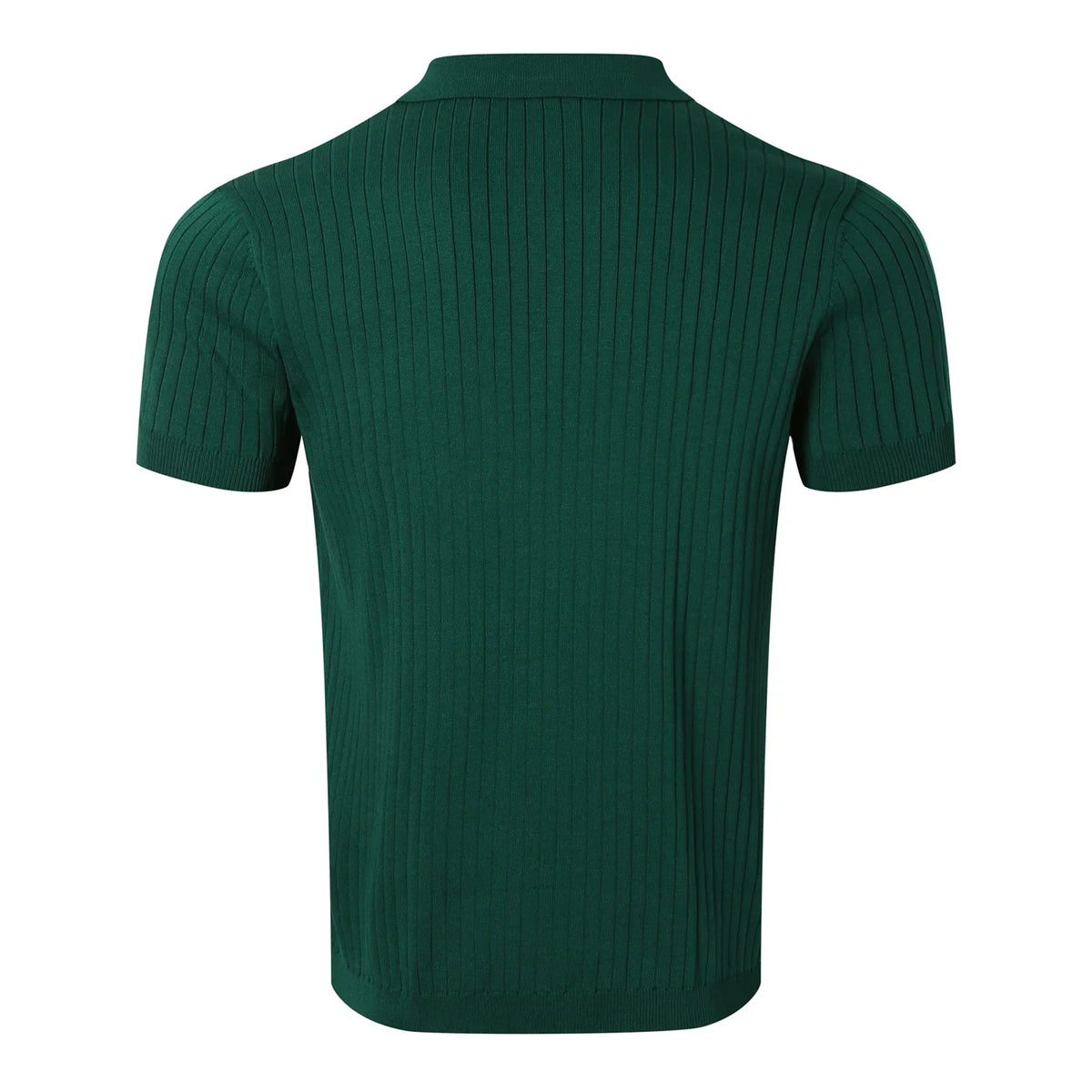 Men's Ribbed Button Polo Collar Short Sleeve Polo Shirt