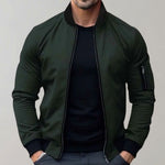 Men's Ribbed-Collar Zip-Up Bomber Jacket