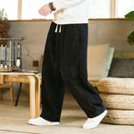 Men’s Ribbed Elastic Waist Loose Fit Lounge Pants