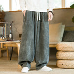 Men’s Ribbed Elastic Waist Loose Fit Lounge Pants