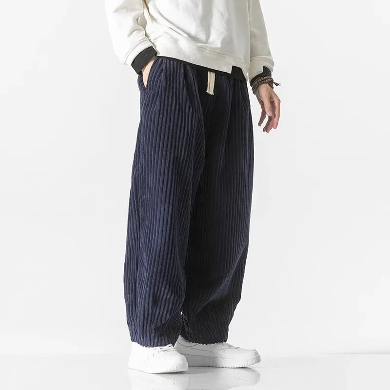 Men’s Ribbed Elastic Waist Loose Fit Lounge Pants