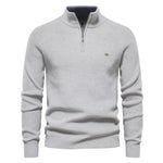 Men’s Ribbed Quarter Zip Stand Collar Long Sleeve Knit Sweater