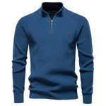 Men’s Ribbed Quarter Zip Stand Collar Long Sleeve Knit Sweater