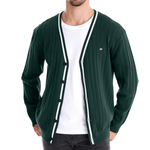 Men’s Ribbed V-Neck Button Front Knit Cardigan
