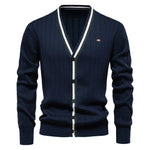 Men’s Ribbed V-Neck Button Front Knit Cardigan