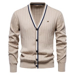 Men’s Ribbed V-Neck Button Front Knit Cardigan