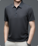 Men’s Short Sleeve Button Textured Knit Polo Shirt