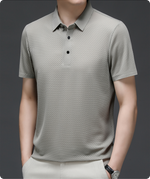 Men’s Short Sleeve Button Textured Knit Polo Shirt