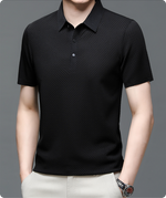 Men’s Short Sleeve Button Textured Knit Polo Shirt