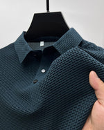 Men’s Short Sleeve Button Textured Knit Polo Shirt
