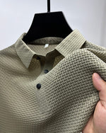 Men’s Short Sleeve Button Textured Knit Polo Shirt