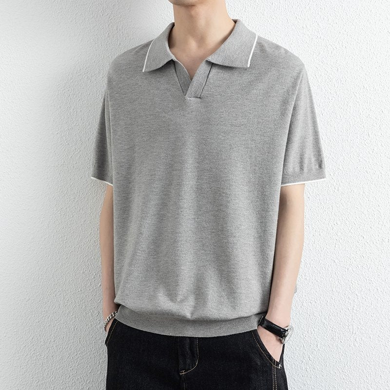 Men's Short Sleeve Contrast Trim Polo Shirt