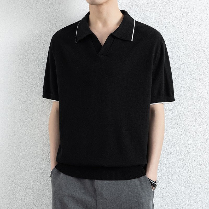 Men's Short Sleeve Contrast Trim Polo Shirt