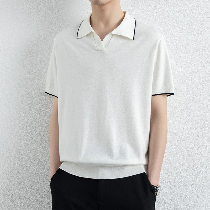 Men's Short Sleeve Contrast Trim Polo Shirt