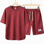 Men’s Short Sleeve Crew Neck T Shirt and Drawstring Shorts 2 Piece Set
