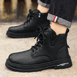 Men’s Side Zip Lace-Up Lug Sole Ankle Boots