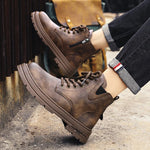 Men’s Side Zip Lace-Up Lug Sole Ankle Boots