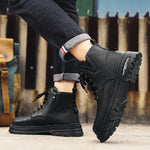 Men’s Side Zip Lace-Up Lug Sole Ankle Boots