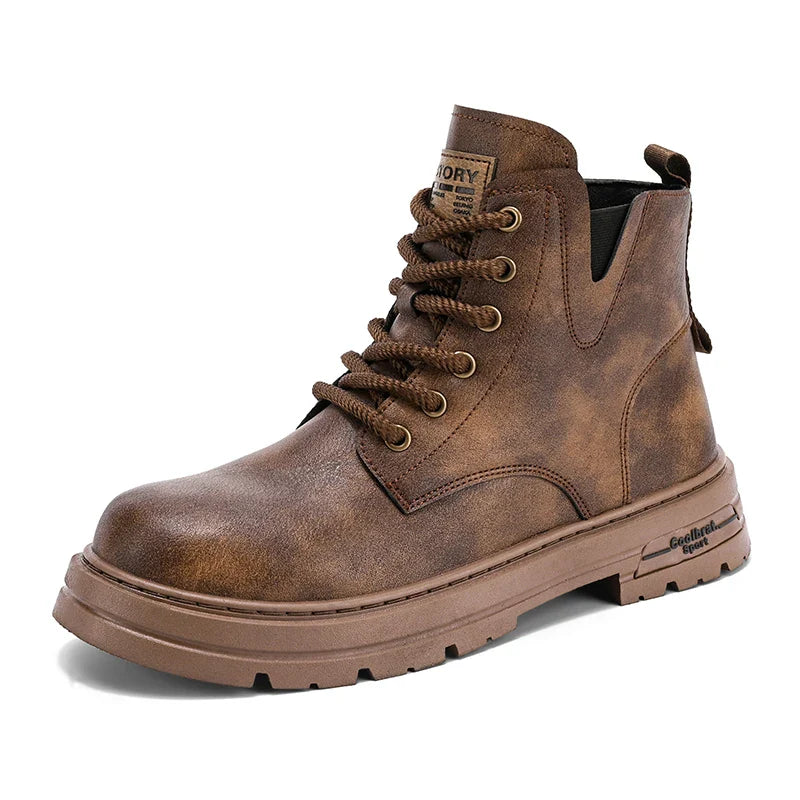 Men’s Side Zip Lace-Up Lug Sole Ankle Boots