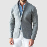 Men's Single-Breasted Patch-Pocket Knit Blazer Jacket