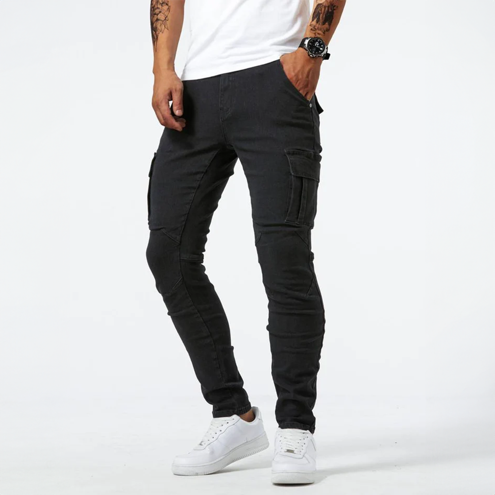 Men’s Slim Fit Cargo Pants with Side Flap Pockets
