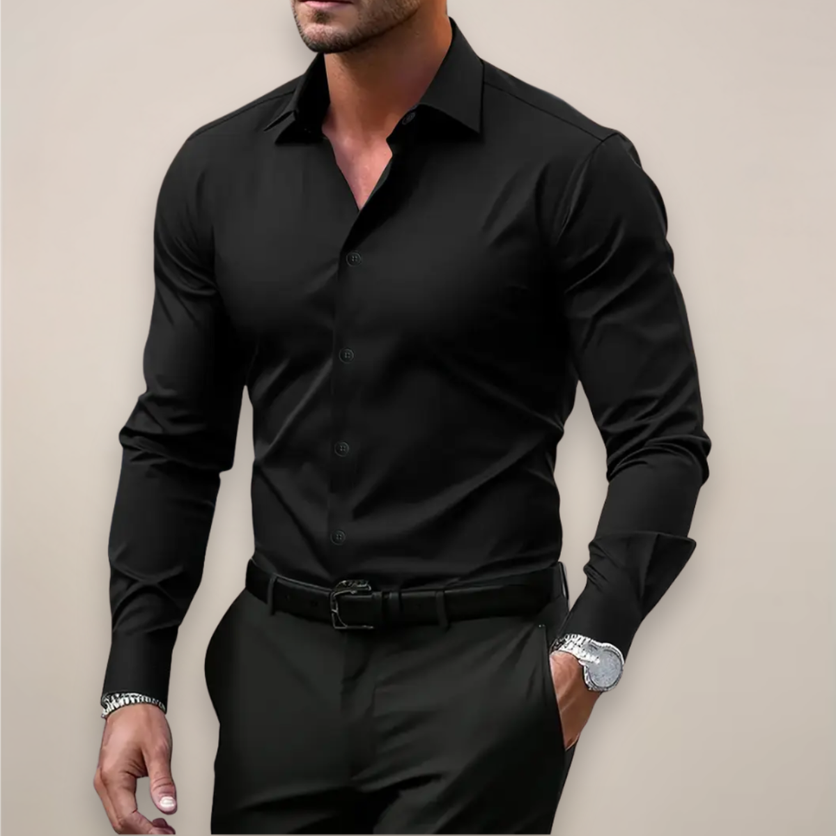 Men's Slim-Fit Long Sleeve Shirt