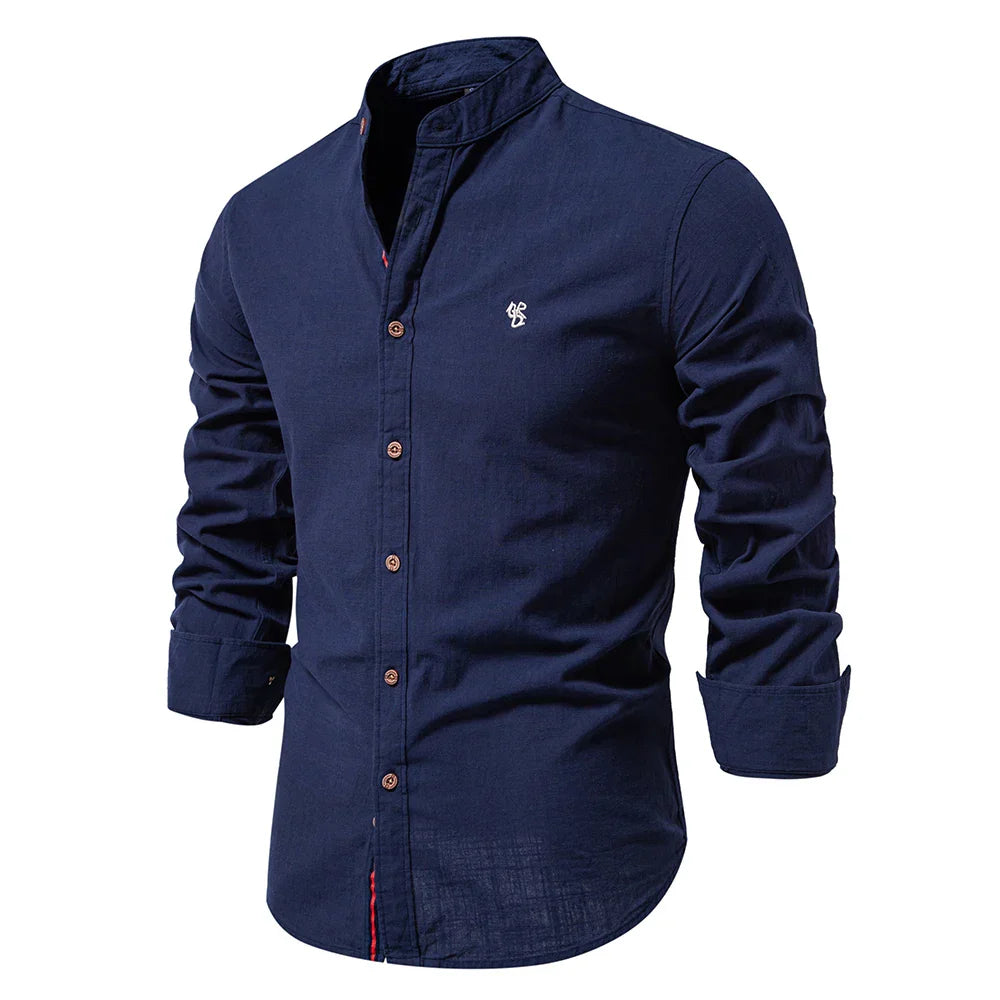 Men’s Slim Fit Mandarin Collar Button Shirt