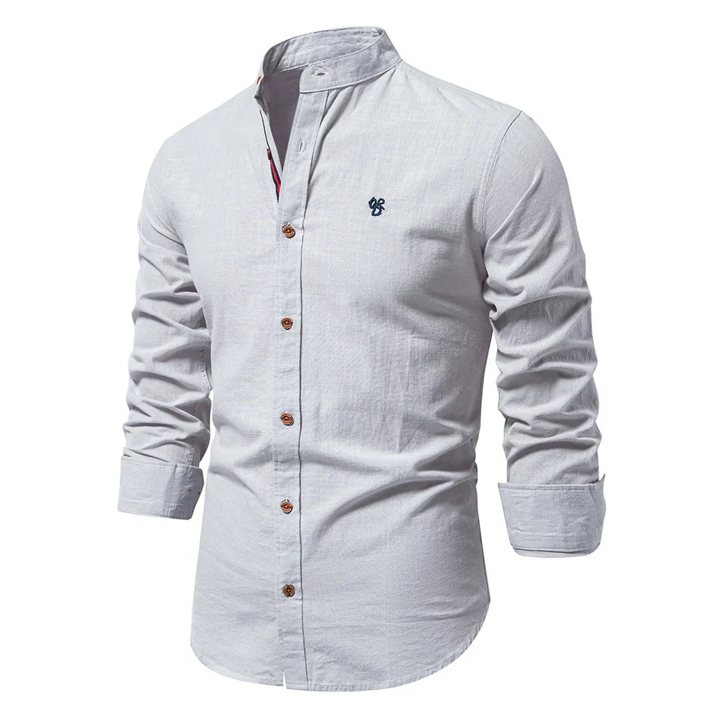 Men’s Slim Fit Mandarin Collar Button Shirt