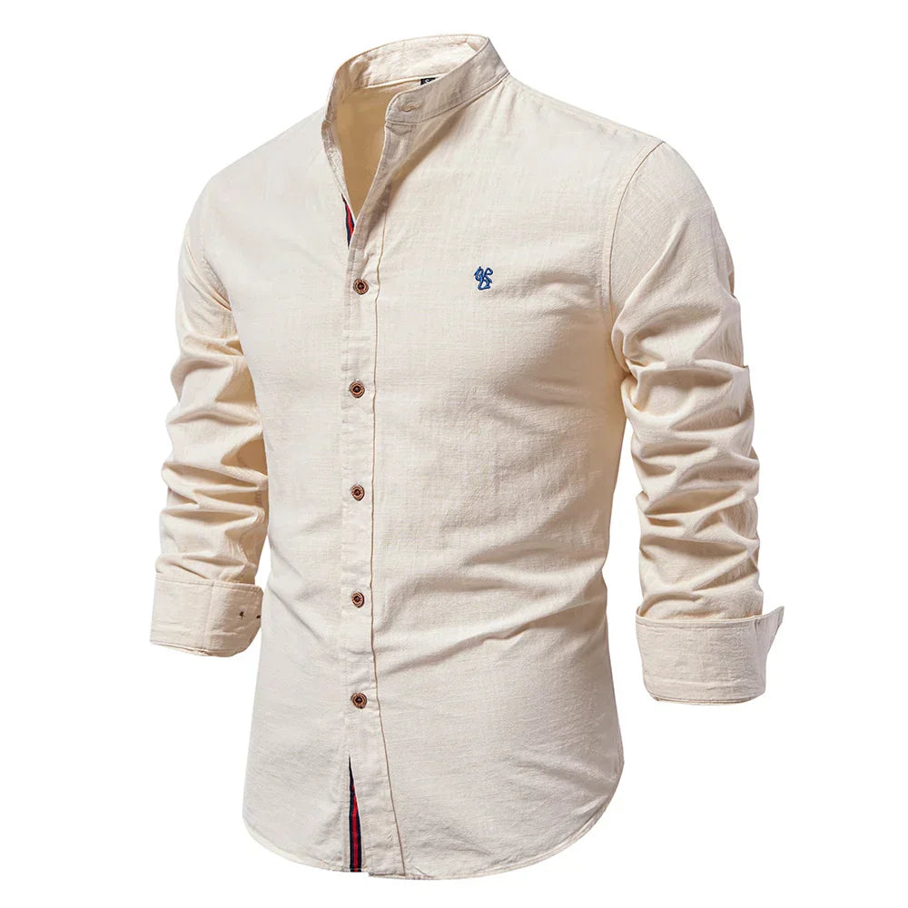 Men’s Slim Fit Mandarin Collar Button Shirt