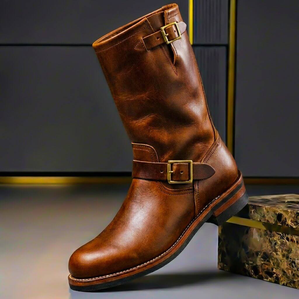 Men's Slip-On Mid-Calf Buckle Boots