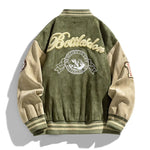 Men’s Snap Button Two-Tone Patch Varsity Bomber Jacket