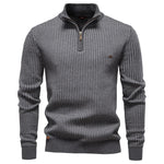 Men’s Stand Collar Quarter Zip Long Sleeve Knit Sweater