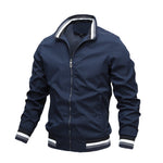 Men’s Stand Collar Zip Front Bomber Jacket