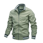 Men’s Stand Collar Zip Front Bomber Jacket