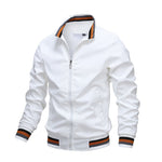 Men’s Stand Collar Zip Front Bomber Jacket