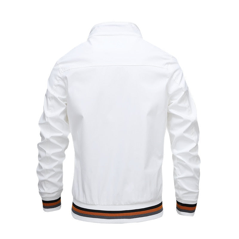 Men’s Stand Collar Zip Front Bomber Jacket