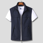 Men's Stand-Collar Zip-Front Vest Jacket