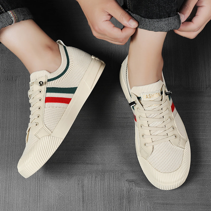 Men’s Stripe Detail Lace-Up Low-Top Sneakers
