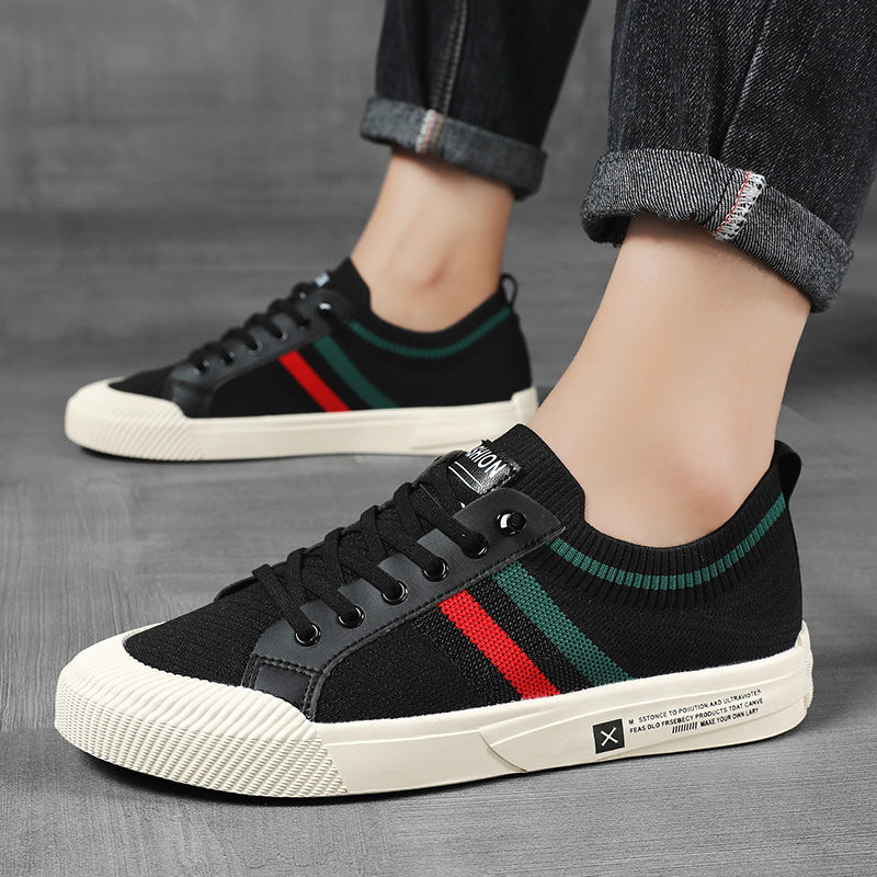Men’s Stripe Detail Lace-Up Low-Top Sneakers