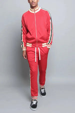 Men’s Stripe Side Zip Up 2 Piece Tracksuit Set