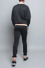 Men’s Stripe Side Zip Up 2 Piece Tracksuit Set