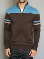 Men’s Stripe Sleeve Full Zip Knit Cardigan