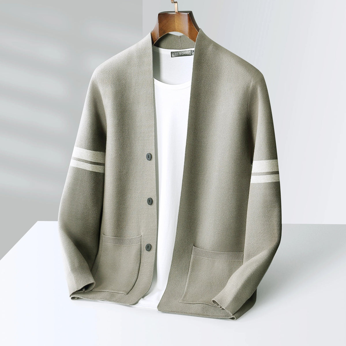 Men's Striped Button Front Long Sleeve Pocket Open Cardigan