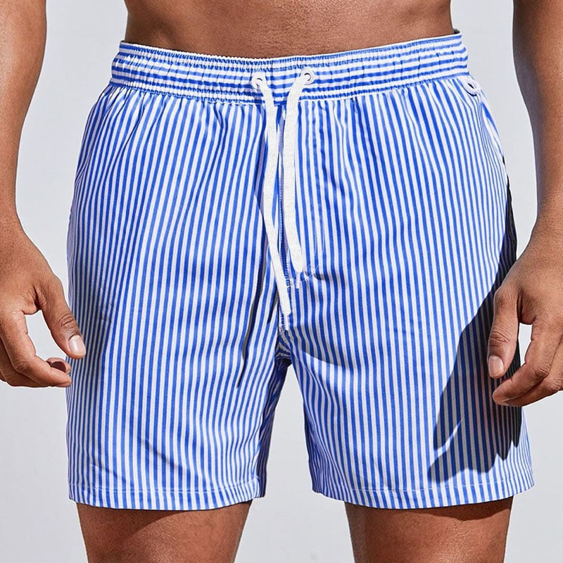 Men’s Striped Drawstring Swimming Trunks