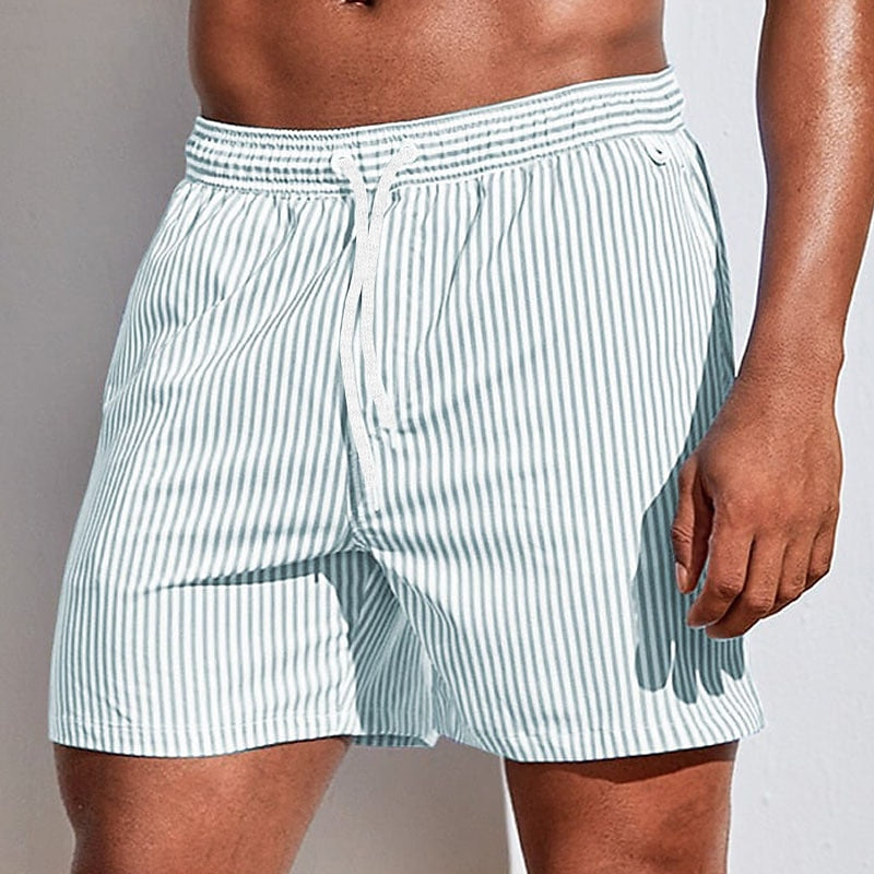 Men’s Striped Drawstring Swimming Trunks